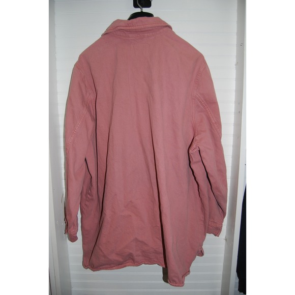 Women's Denim Coat Old Navy Workwear Shacket Pink Long Jean Jacket 2XL Plus size - Picture 3 of 6
